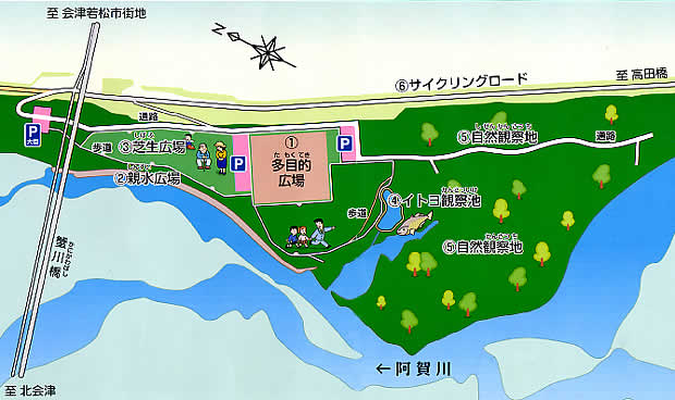 会津若松市水辺の楽校　施設マップ