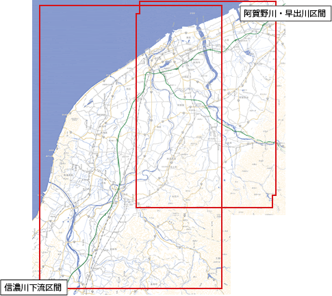 画像：阿賀野川・早出川区間と信濃川下流区間