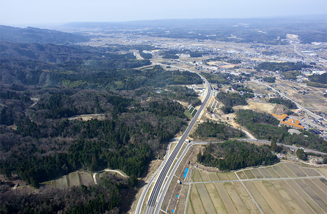 七尾城山ICの空中写真