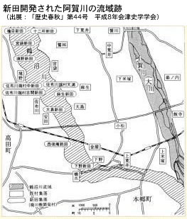 新田開発された阿賀川の流域跡