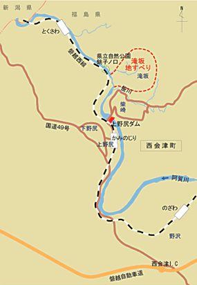 滝坂地すべり周辺地図