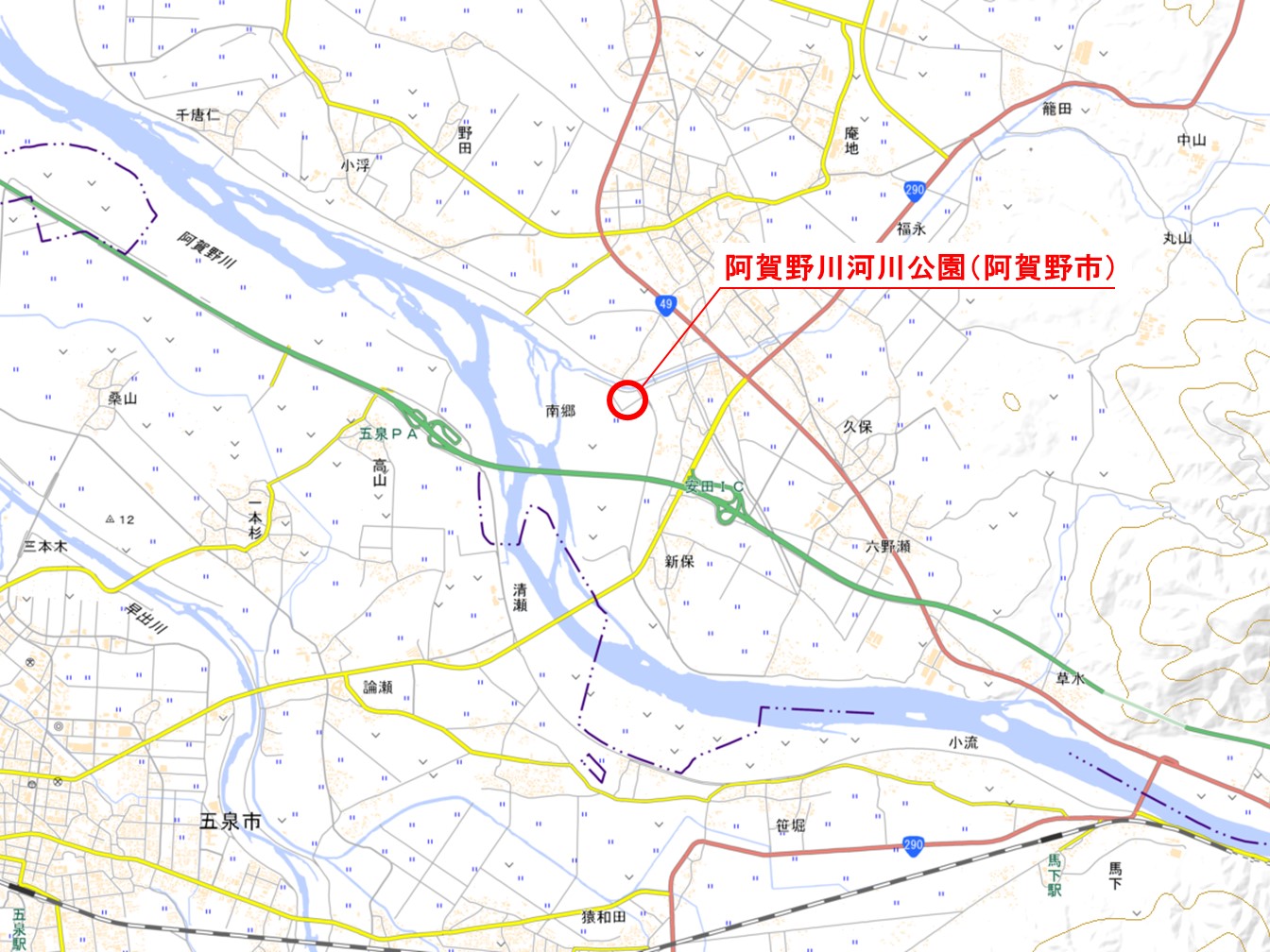 阿賀野川河川公園（阿賀野市）の場所