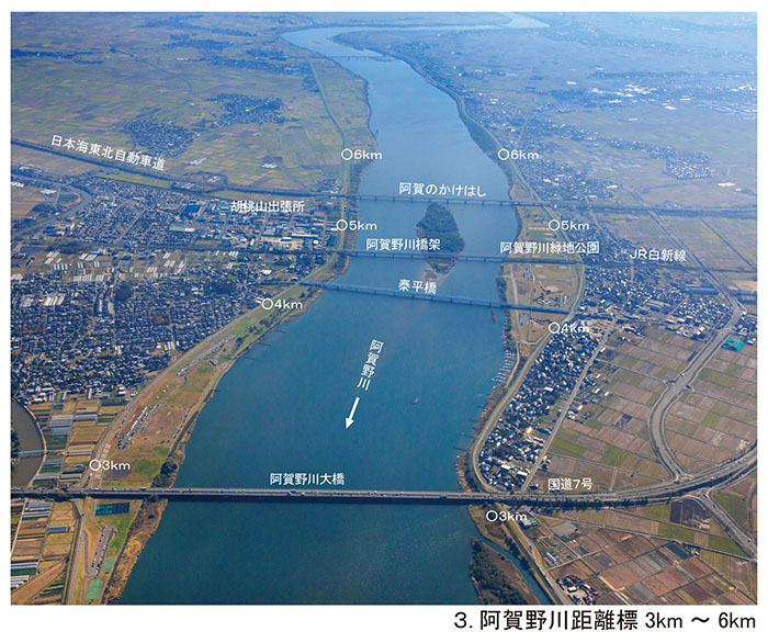 03.阿賀野川　距離標　3km～6km
