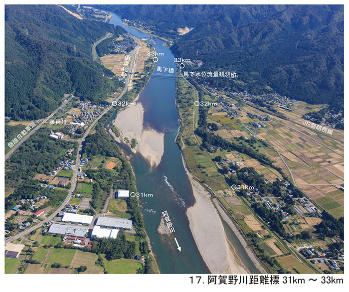 17.阿賀野川　距離標　31km～33km