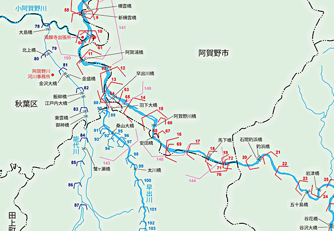 能代川流域図
