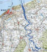 宝暦12年(1762)頃の阿賀野川の地図を別ウィンドウで開きます。