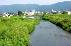 湯川放水路の河道状況