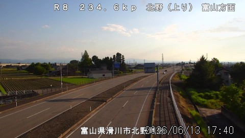 魚津滑川バイパスの渋滞ライブカメラ「北野ライブカメラ」のライブ画像