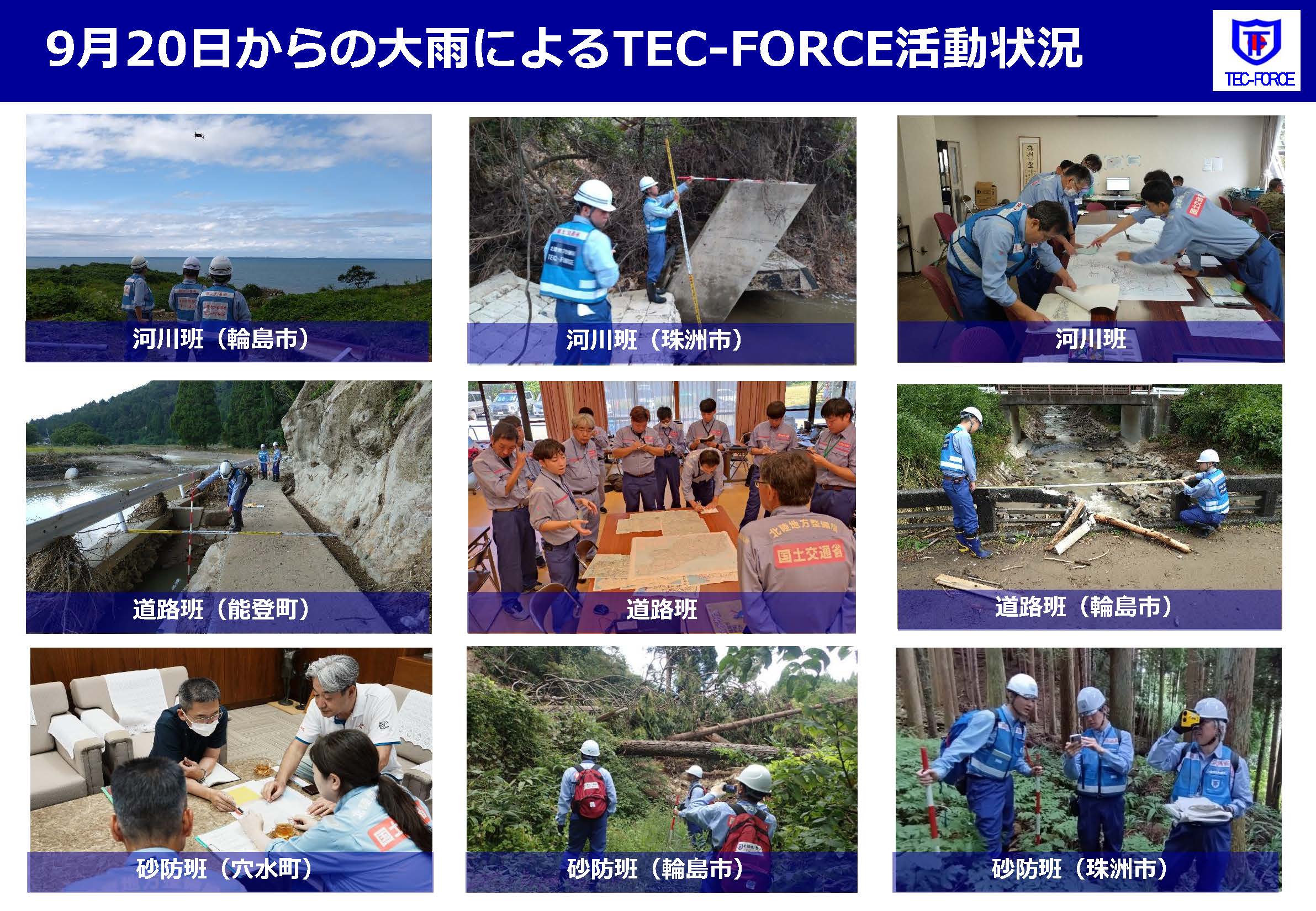 9月20日からの大雨によるTEC-FORCE活動状況