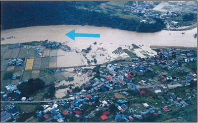 豊田村(当時)替佐地区の浸水被害状況