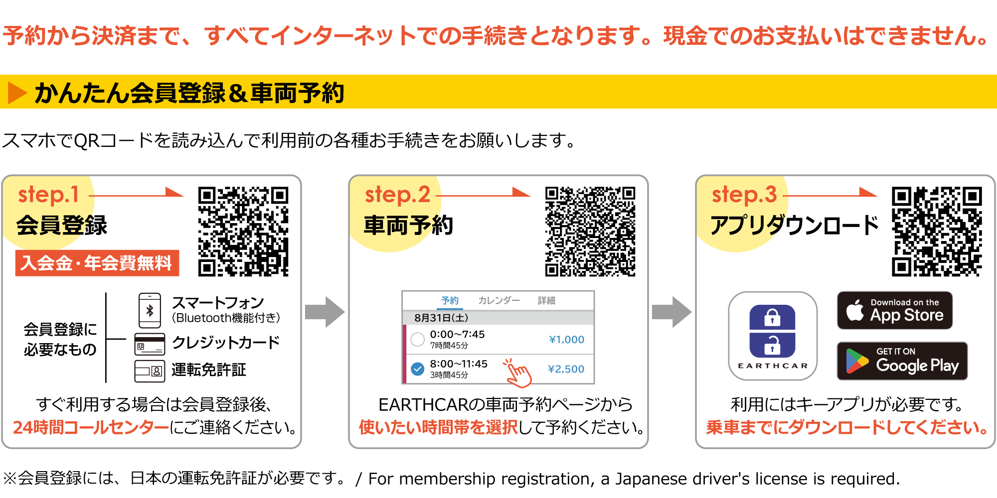 かんたん会員登録＆車両予約
