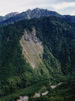 蒲田川流域外ヶ谷右岸崩壊現場