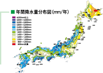 年間降水量分布