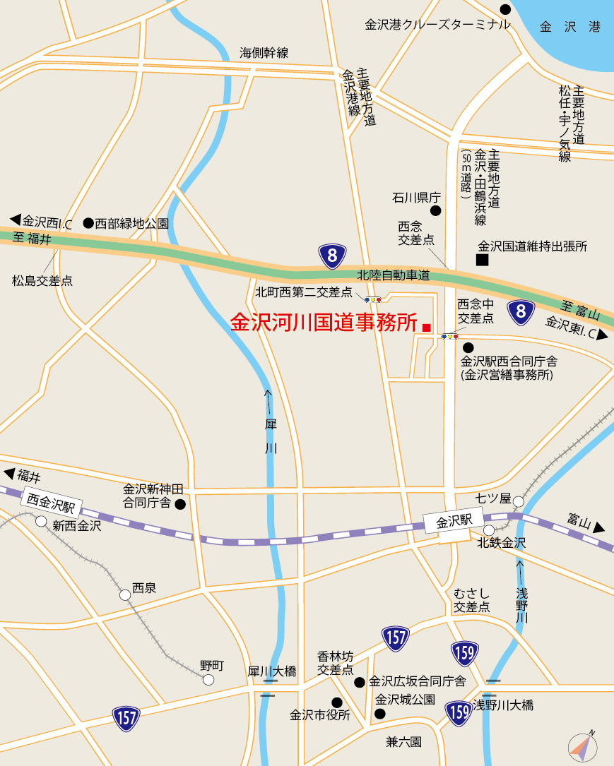 金沢河川国道事務所　地図