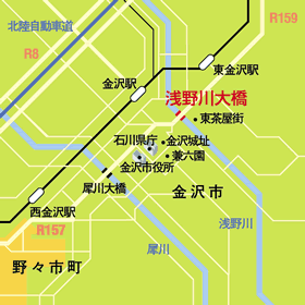 浅野川大橋位置図