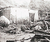 流木で家屋がなぎ倒された白峰村桑島