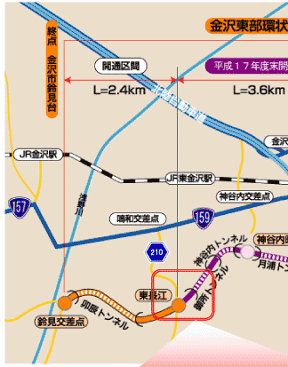 東部環状道路東長江交差点より今町・梅田方向に御所トンネルを建設中です。