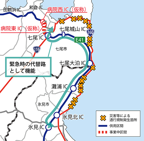 緊急時の代替路　七尾