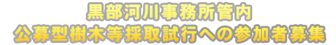 黒部河川事務所管内公募型樹木等採取試行への参加者募集