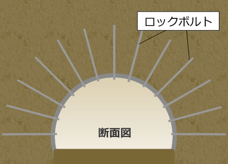 ⑥ロックボルト打設断面図