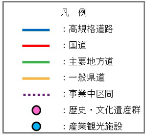 主要観光地と周遊観光イメージ_凡例