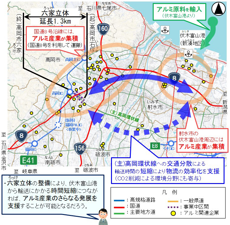 アルミ製品の原材料・形材料等の輸送経路