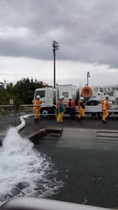 やっと2台のポンプで排水 やっと2台のポンプで排水